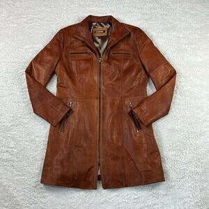 Ventiuno chestnut brown genuine leather jacket, size Large